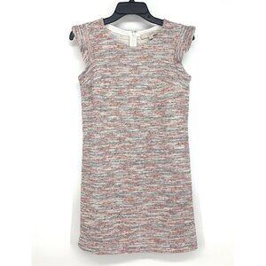 LOFT Dress Tweed Boucle Flutter Cap Sleeve Shift Pink